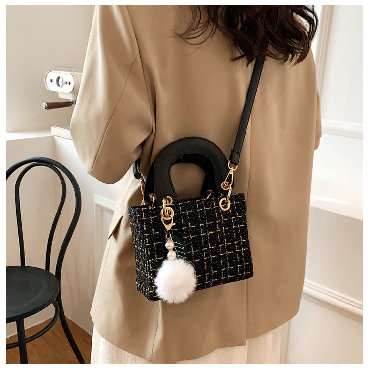 Versatile Crossbody Tweed Texture Sweet Handbag