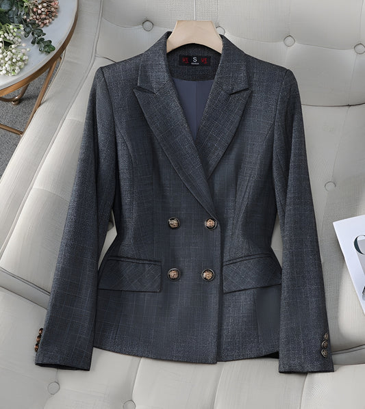 Plaid Women's Office Wear Suit Jacket