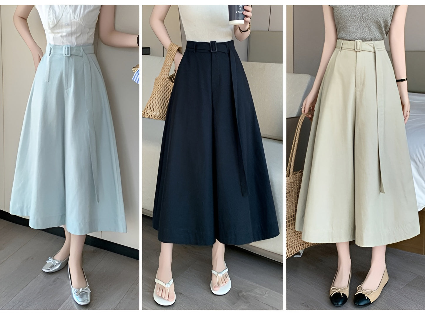 Pleated High-Rise Palazzo Trousers