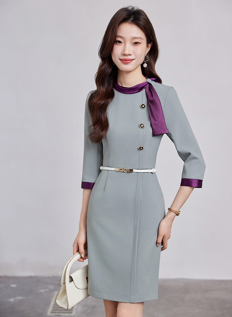 Professional Slim Bow Neck Dress