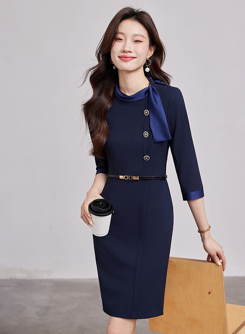 Professional Slim Bow Neck Dress