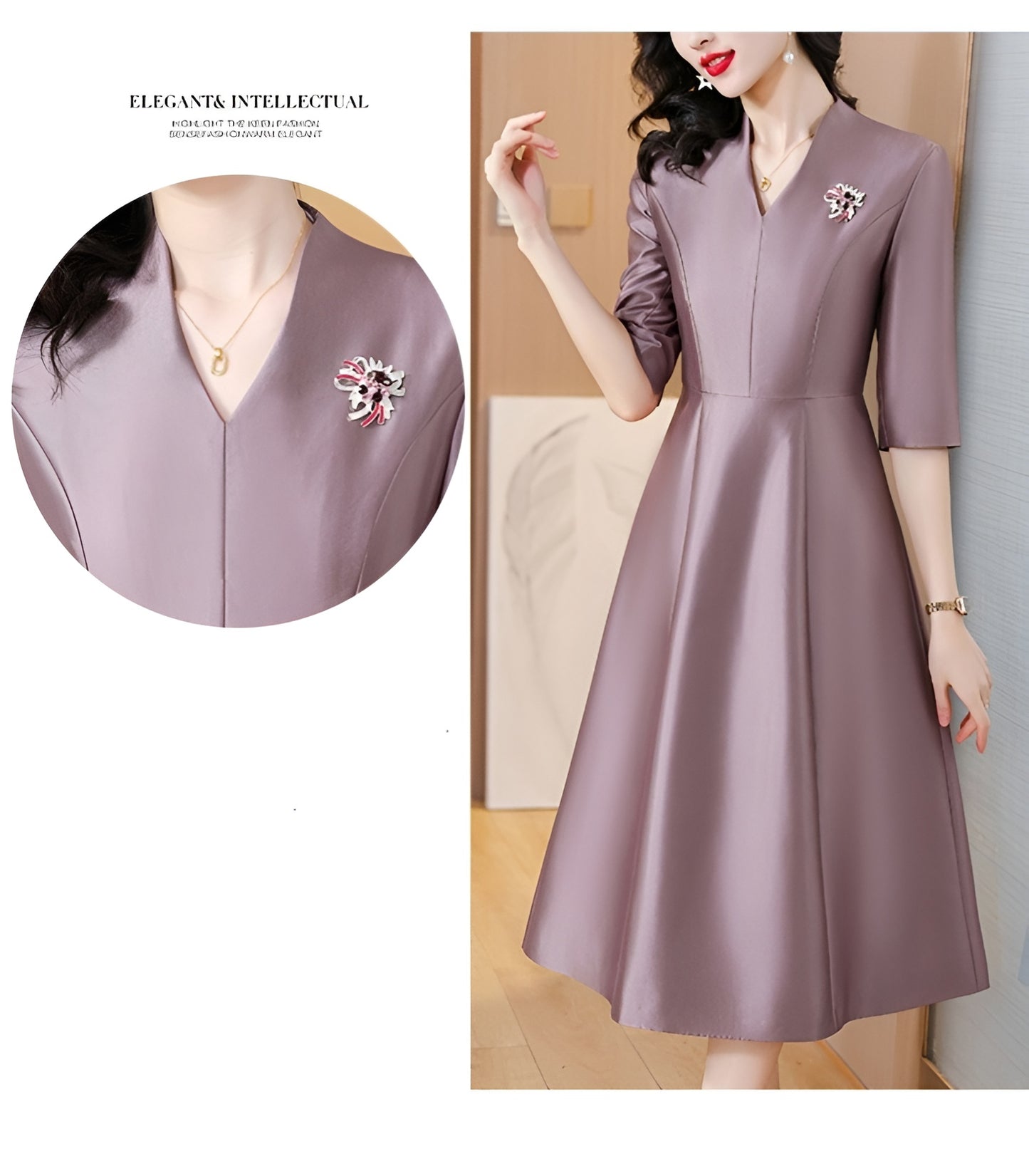 Retro V-neck A-line Elegant Evening Dress