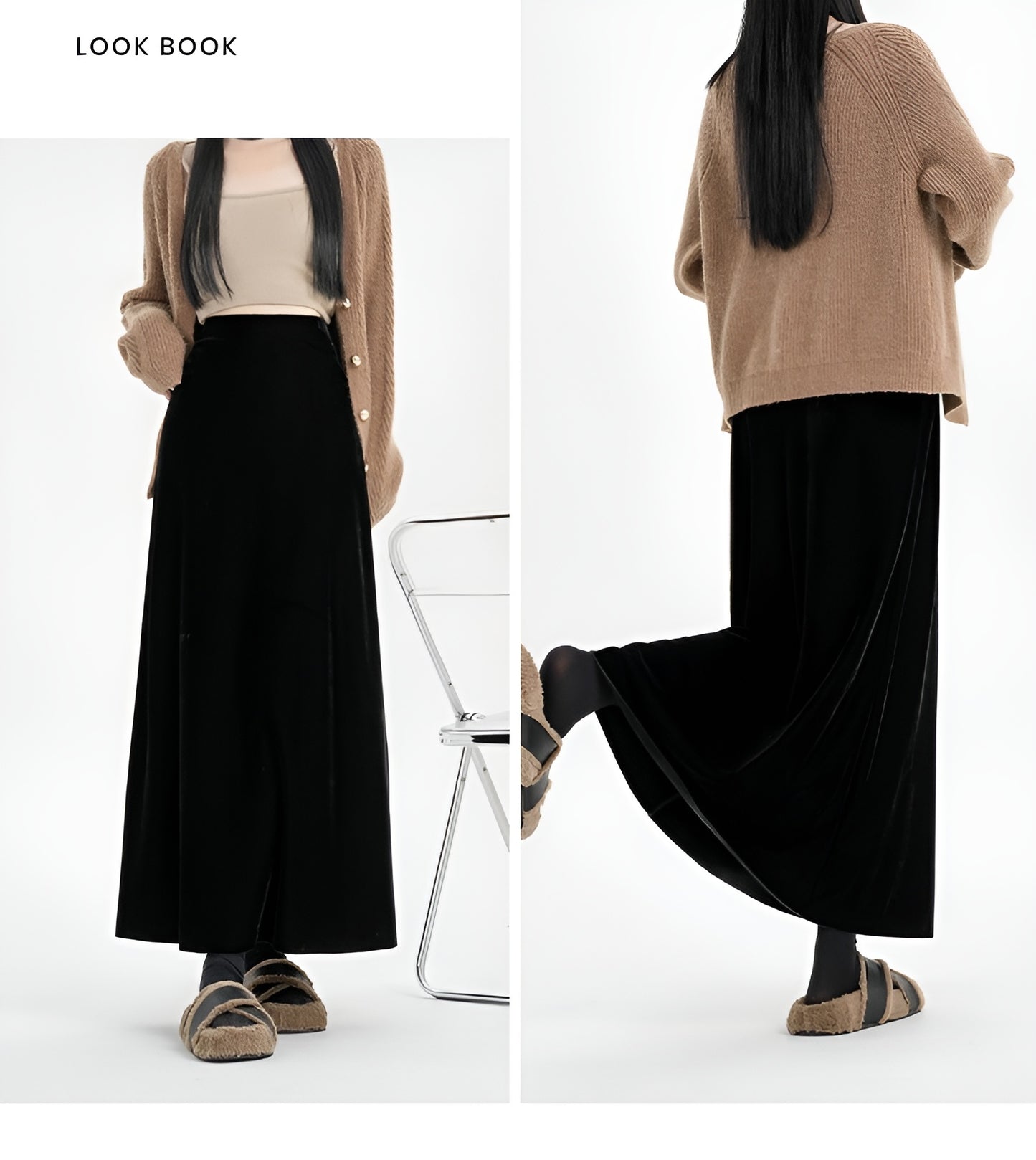 Retro Versatile Slim Velvet Elastic Skirt