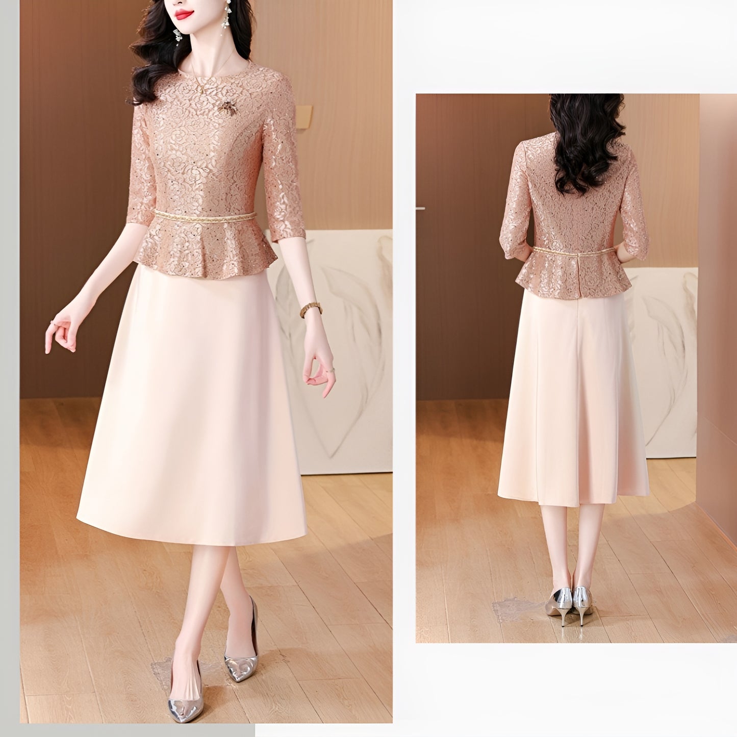 Retro High-end Fake-two Banquet Dress