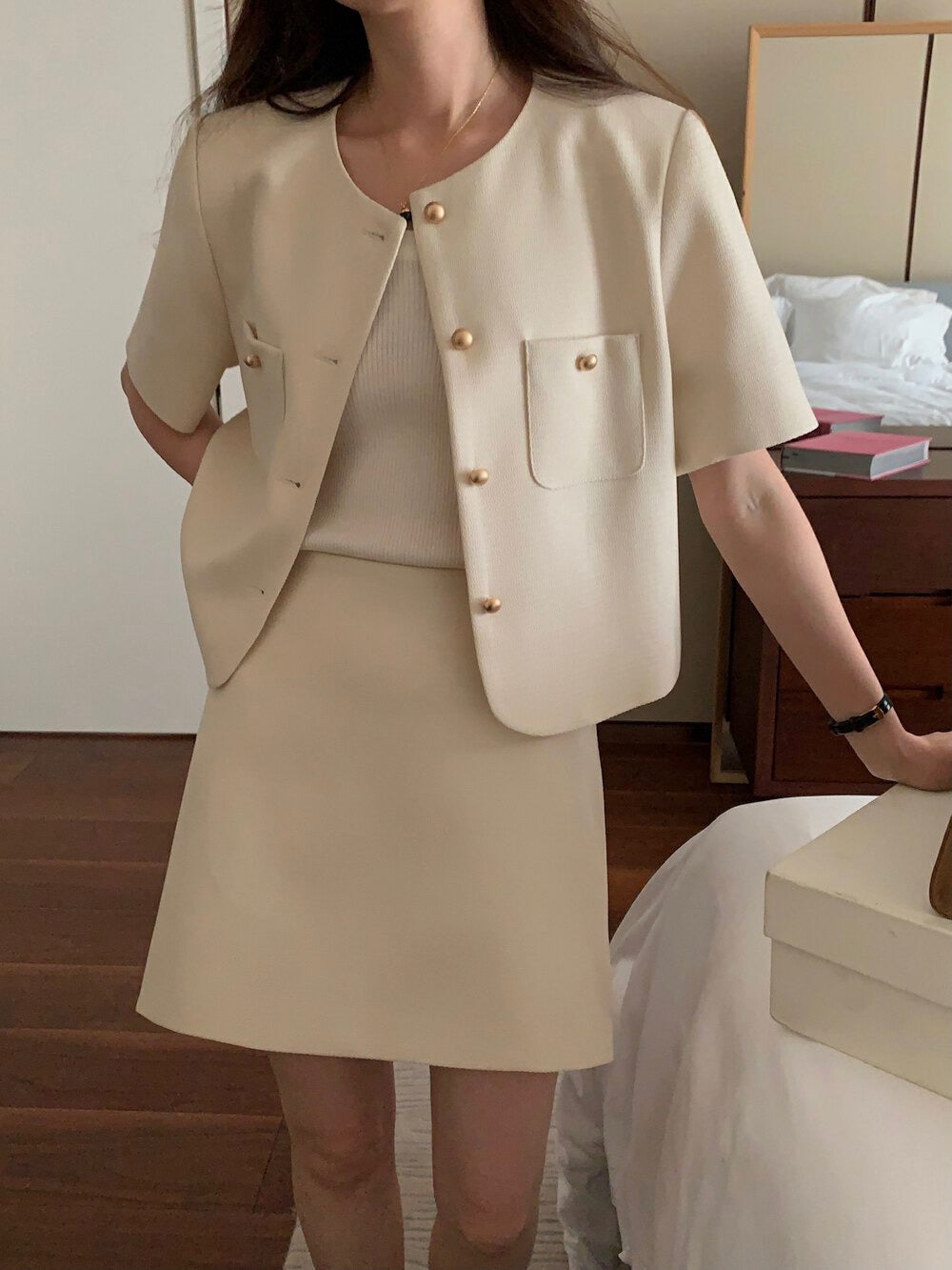 Short Sleeve Jacket & Mini Skirt