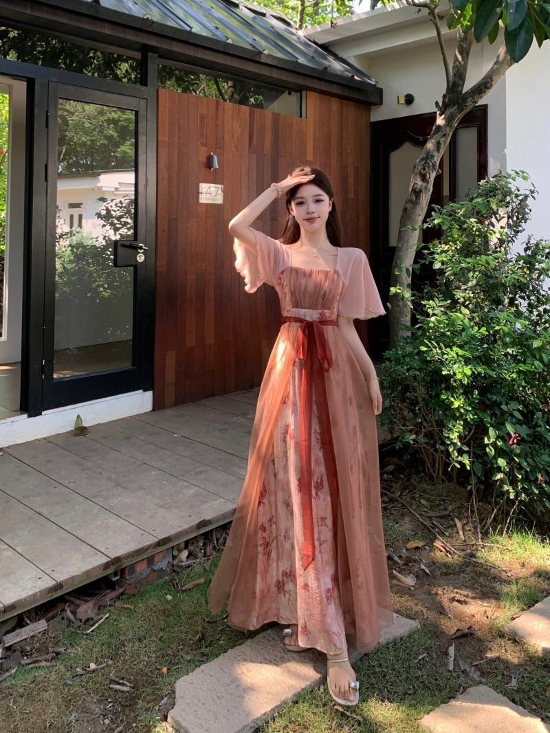 Square Neck Floral Vintage Dress