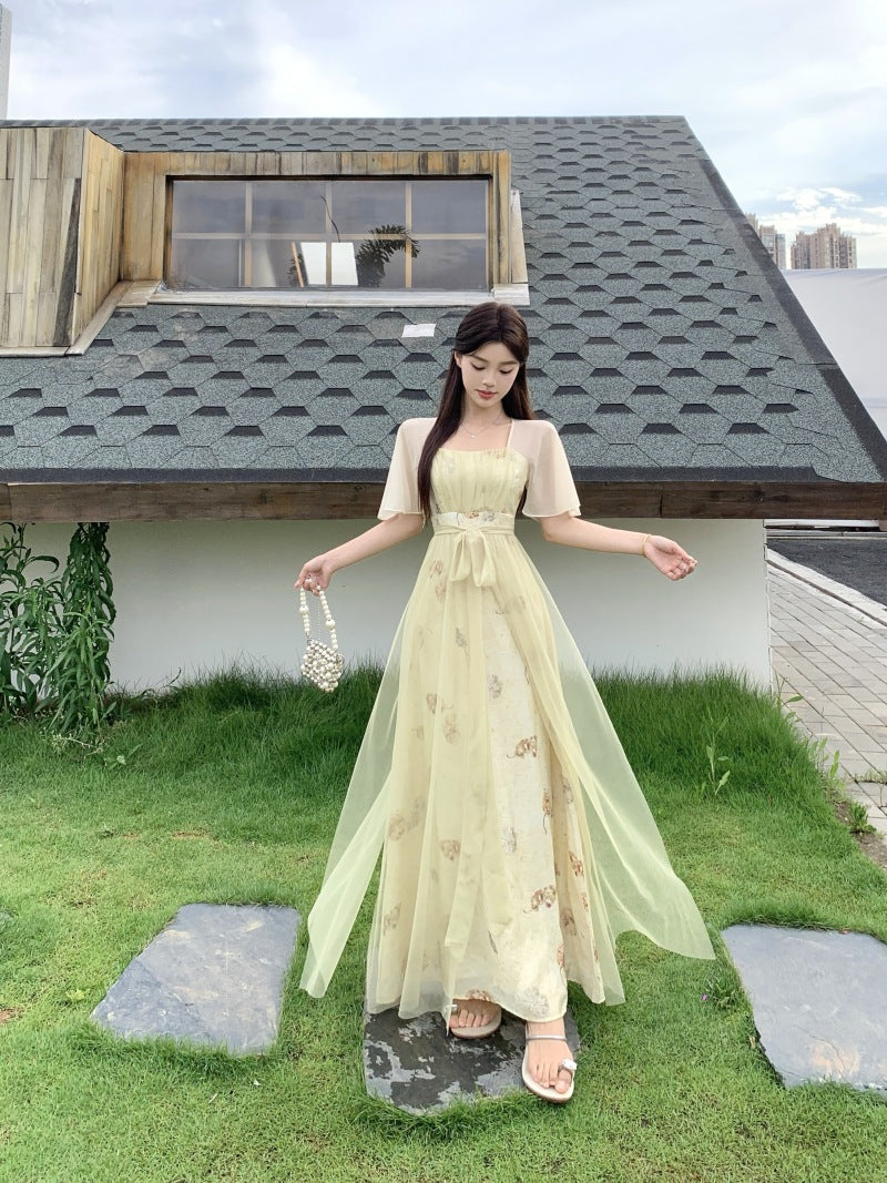 Square Neck Floral Vintage Dress