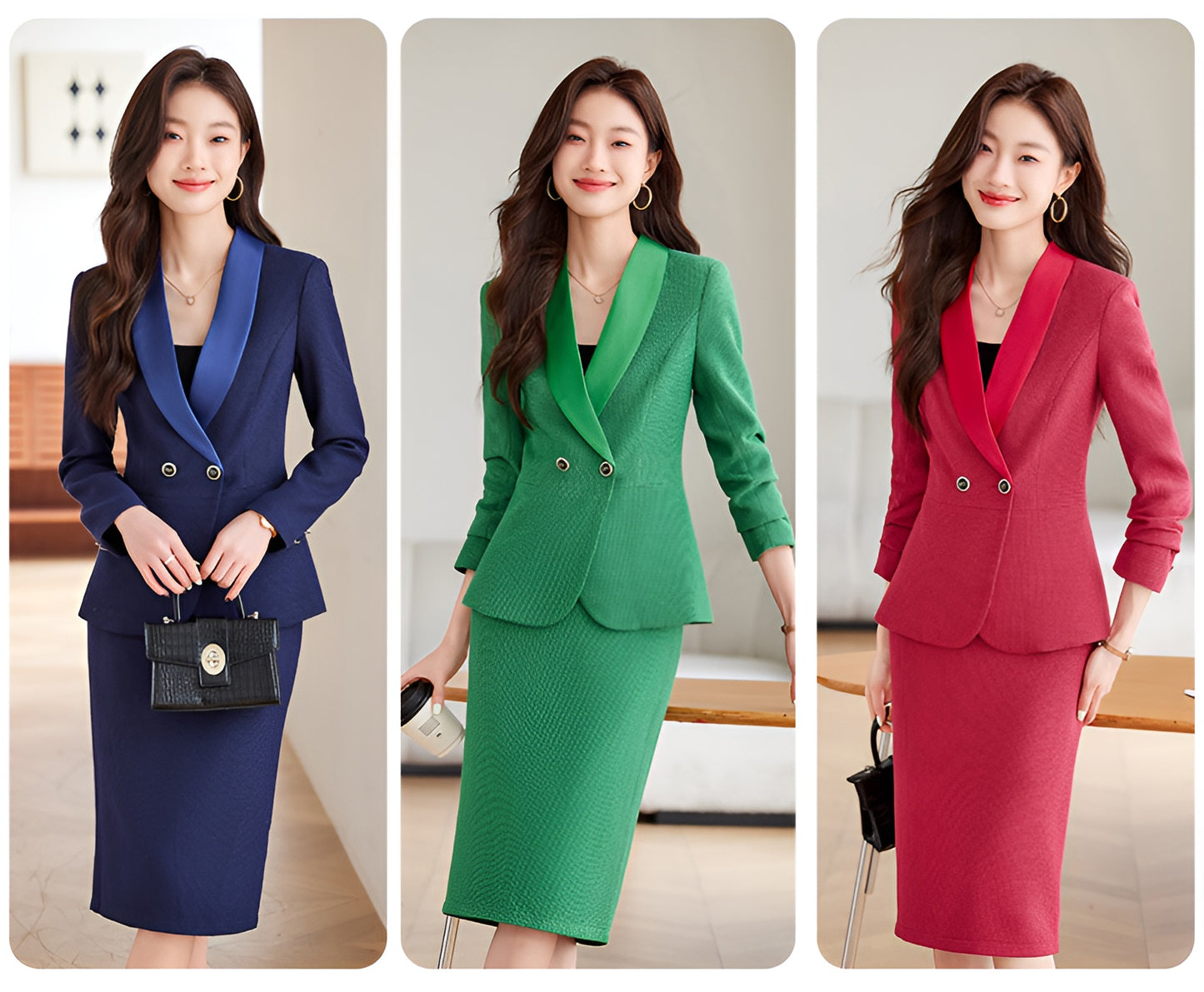 Suit Fashion Casual Jacket + Skirt Two Pieces Set