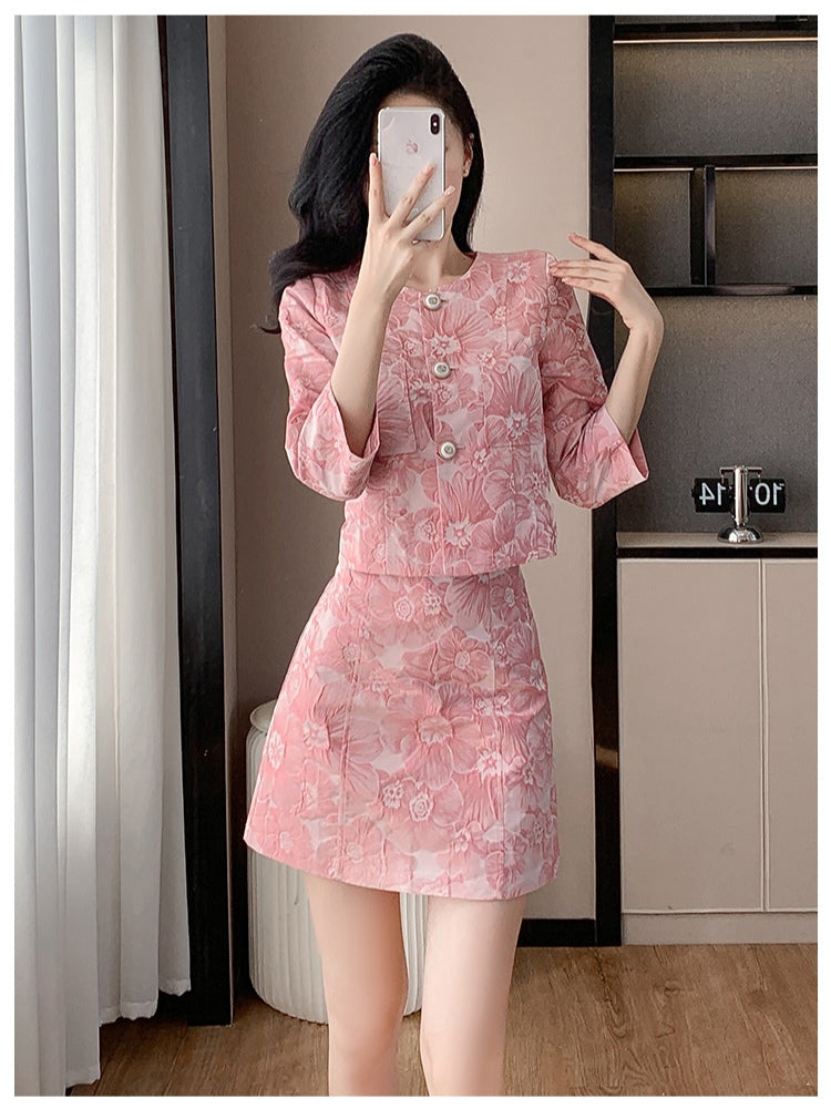 Sweet Pink Blossom Two-Piece Outfit