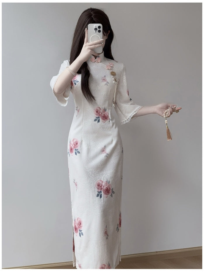 Vintage-style Floral Cheongsam