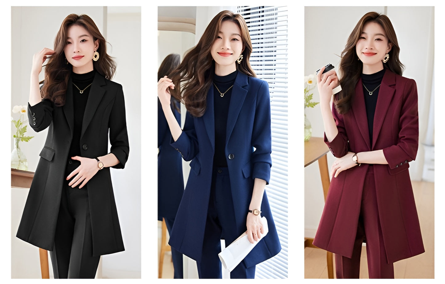 Windbreaker Womens Suit Jacket + Trousers Two Pieces Set