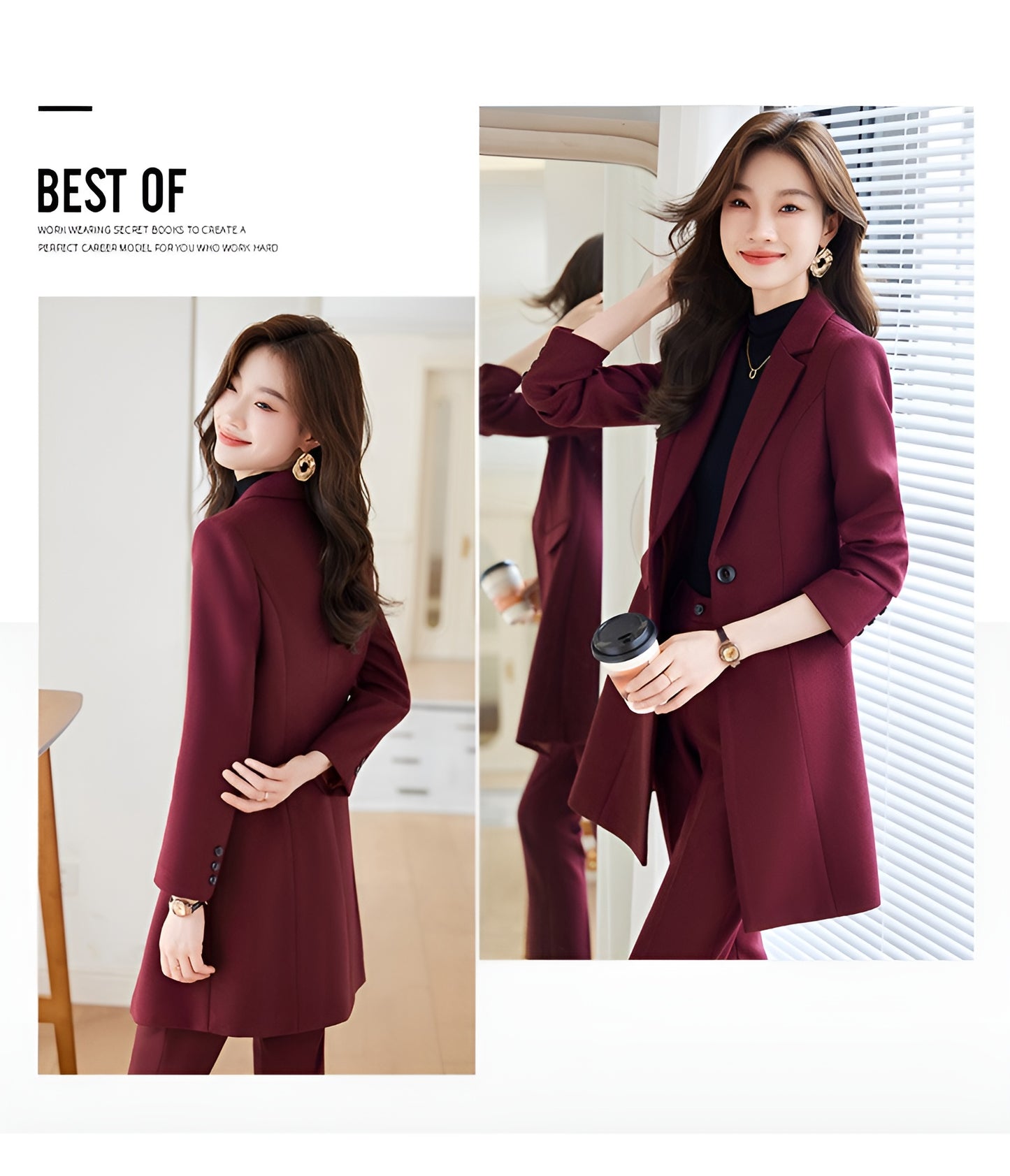 Windbreaker Womens Suit Jacket + Trousers Two Pieces Set