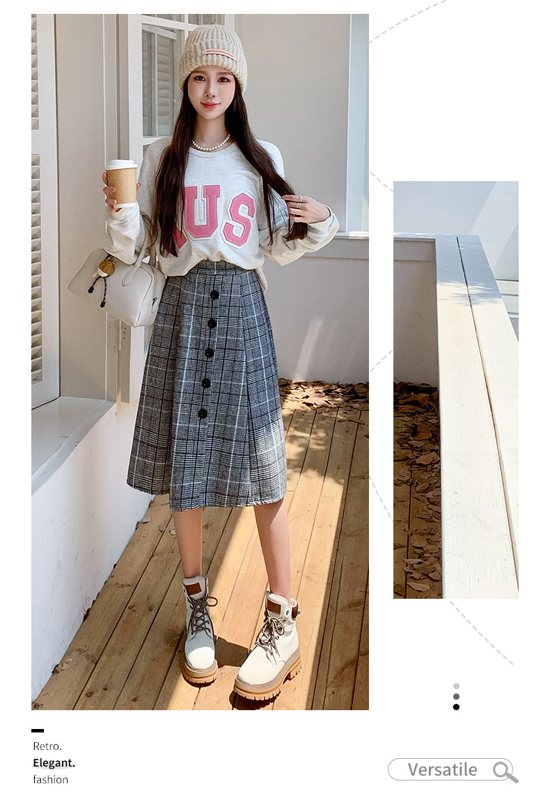 Plaid High Waist A-line Skirt