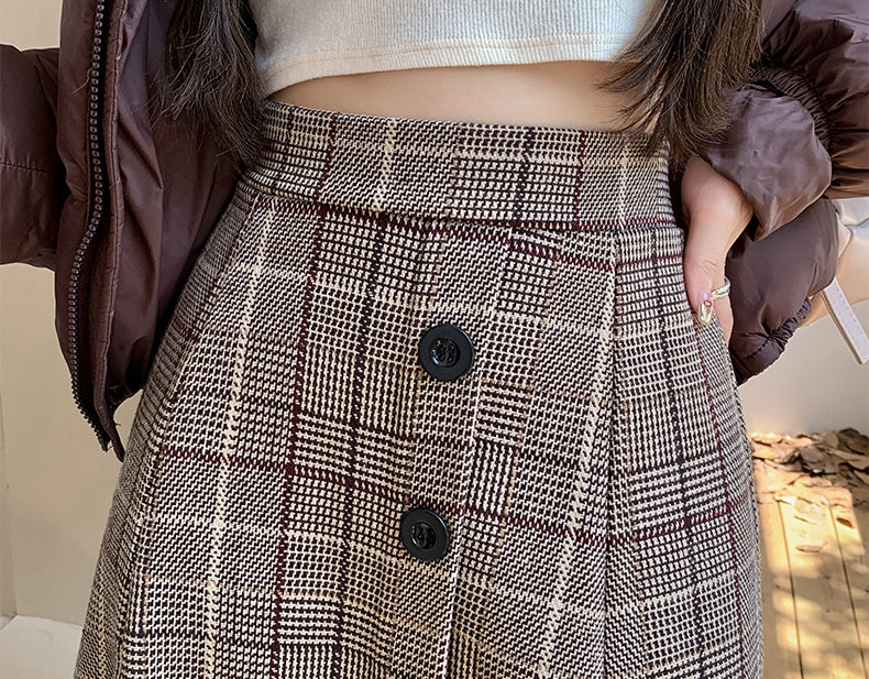 Plaid High Waist A-line Skirt