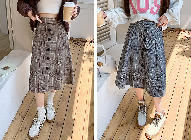 Plaid High Waist A-line Skirt