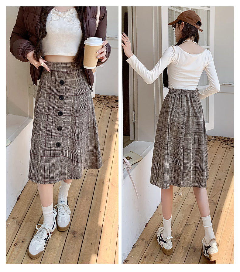 Plaid High Waist A-line Skirt