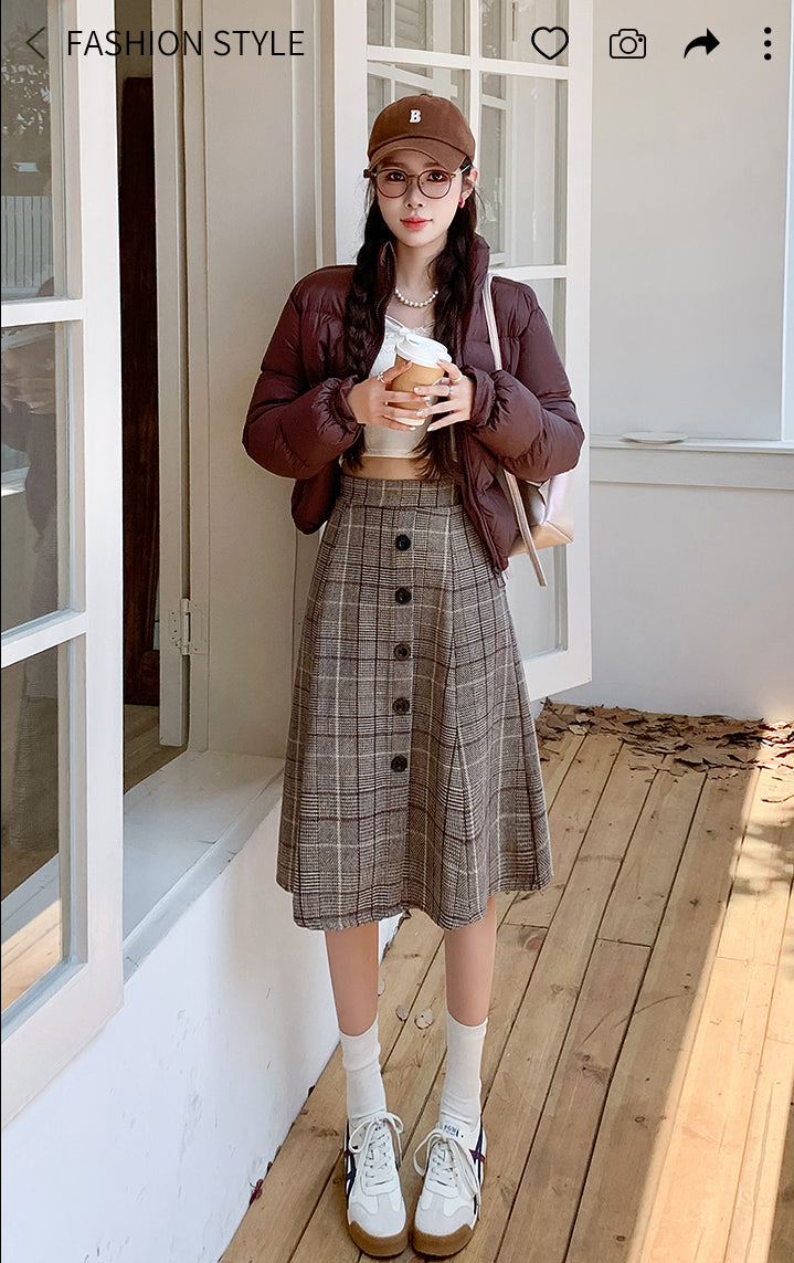 Plaid High Waist A-line Skirt