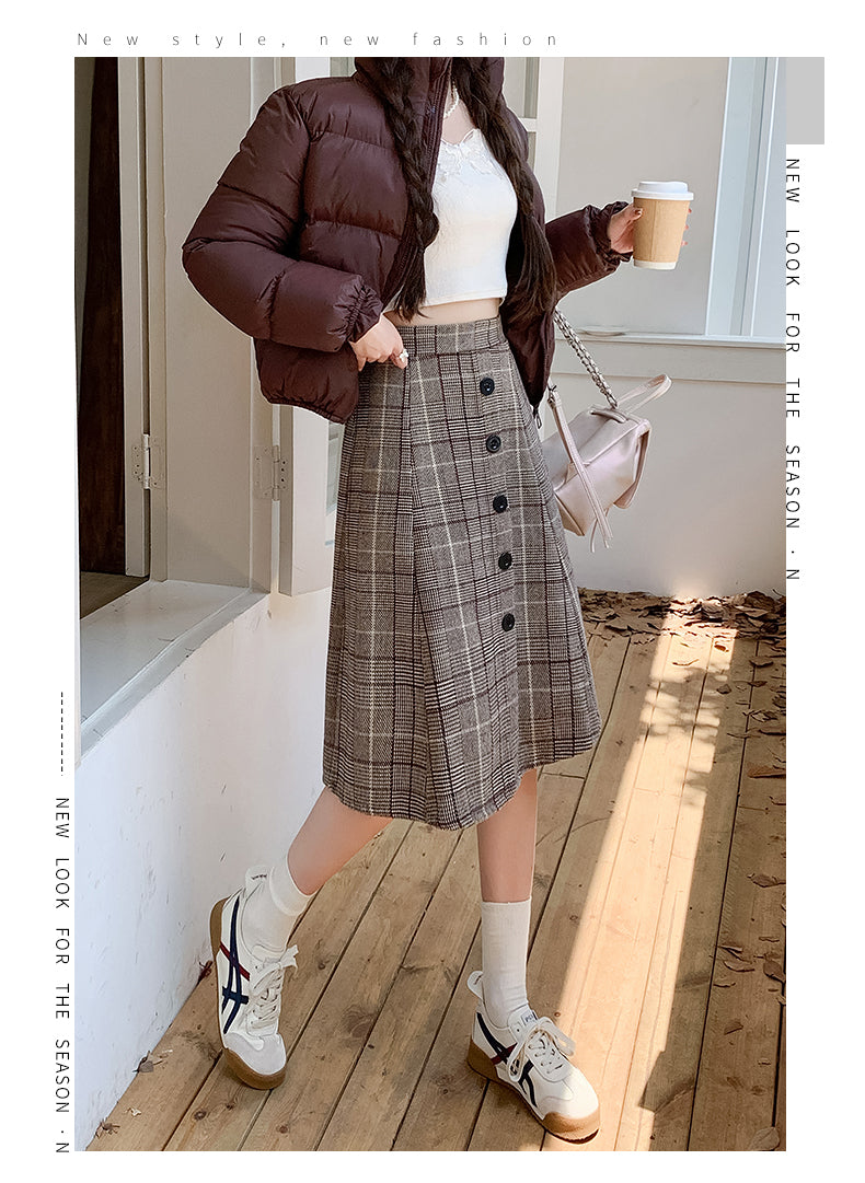 Plaid High Waist A-line Skirt