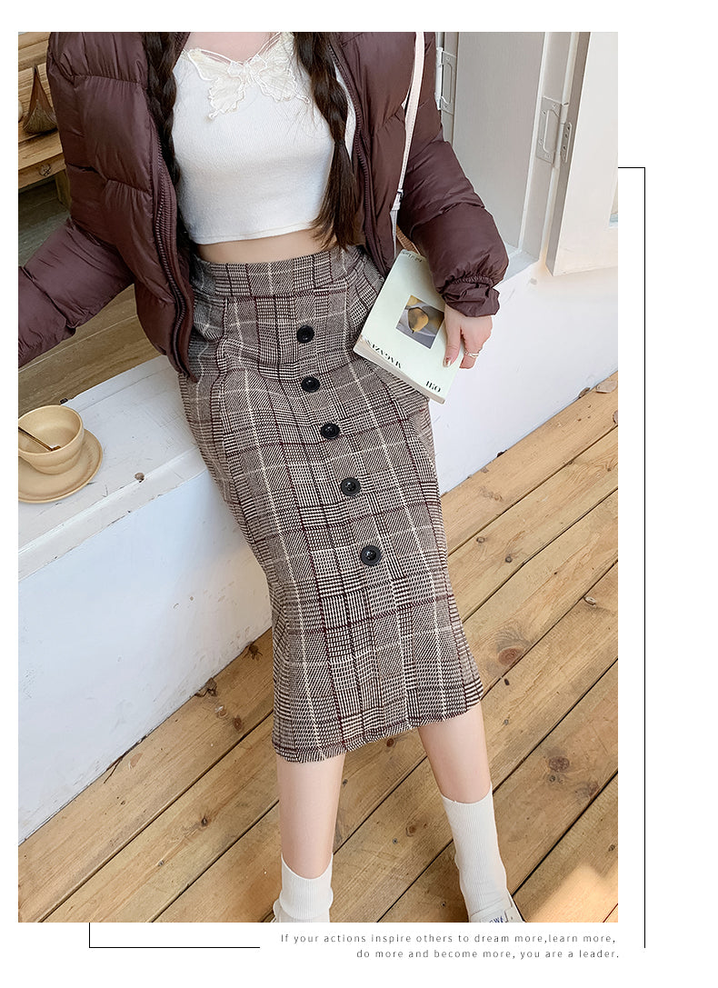 Plaid High Waist A-line Skirt