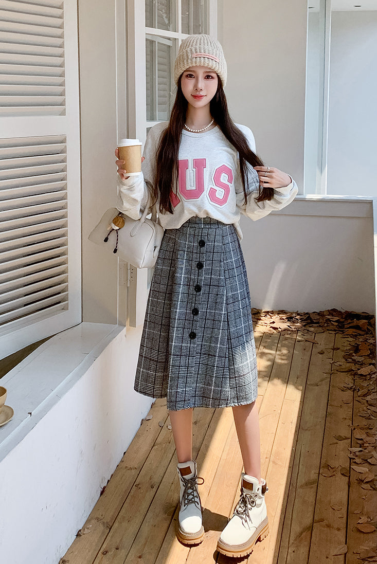 Plaid High Waist A-line Skirt