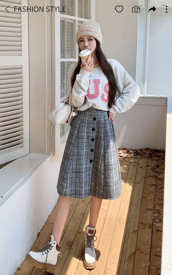 Plaid High Waist A-line Skirt