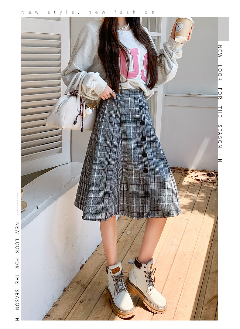Plaid High Waist A-line Skirt