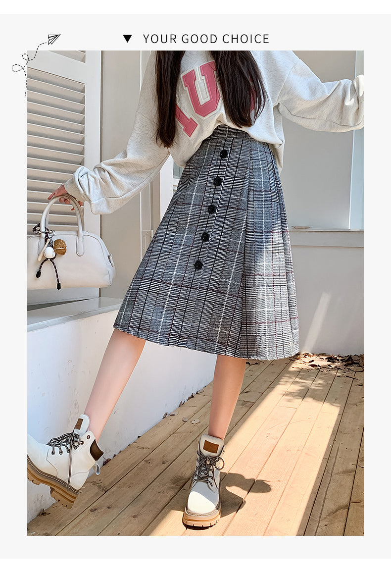 Plaid High Waist A-line Skirt