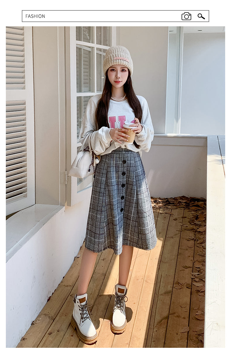 Plaid High Waist A-line Skirt