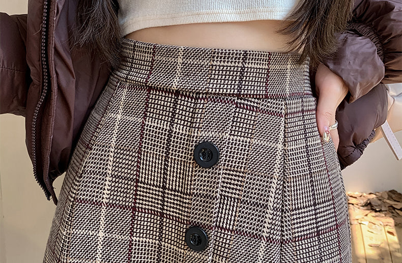 Plaid High Waist A-line Skirt