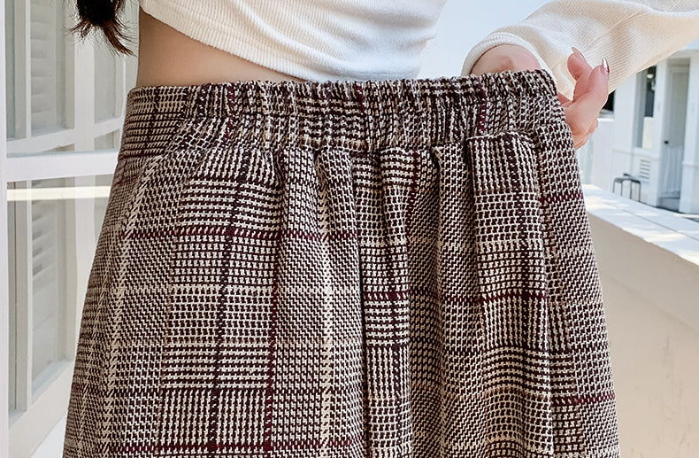 Plaid High Waist A-line Skirt