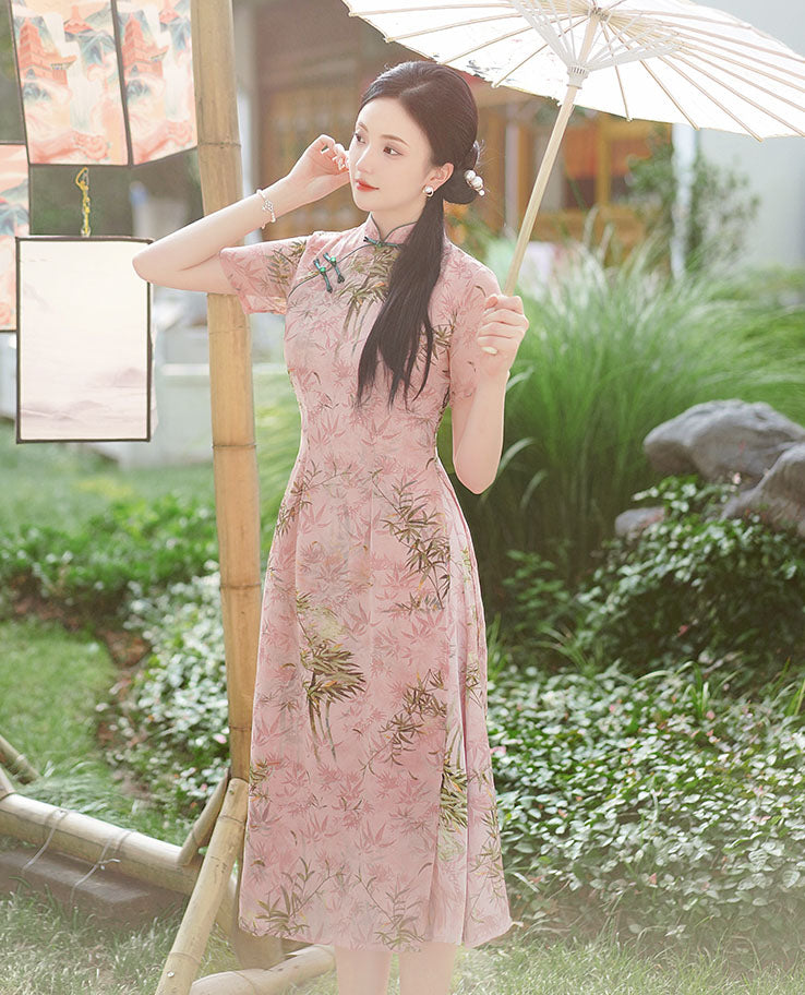 Pink Floral Versatile Cheongsam