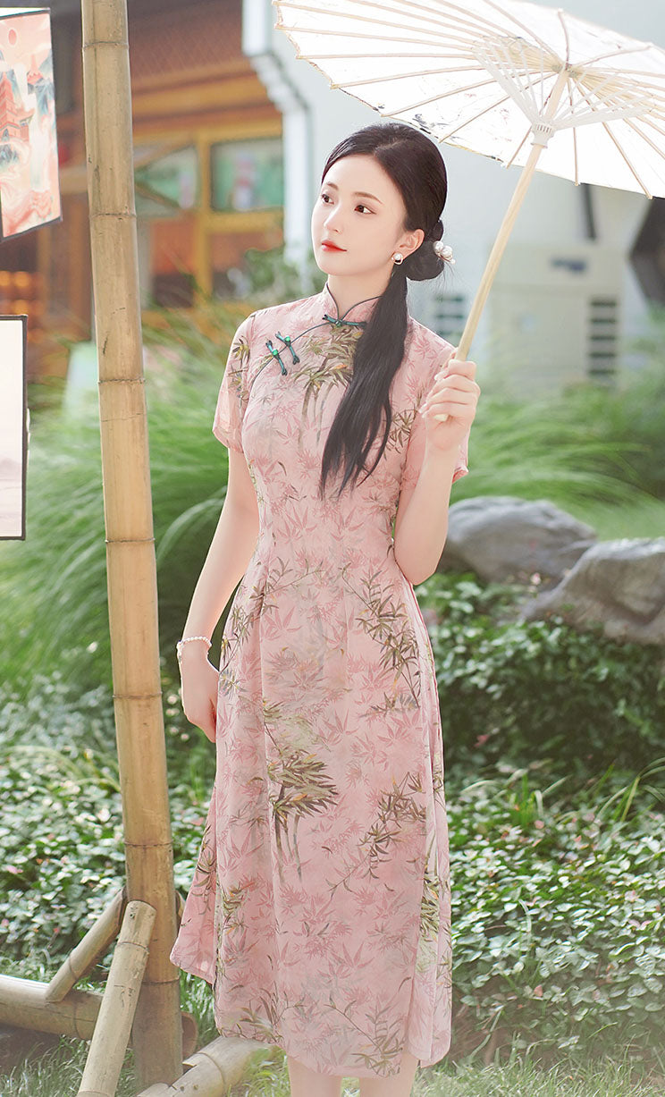 Pink Floral Versatile Cheongsam