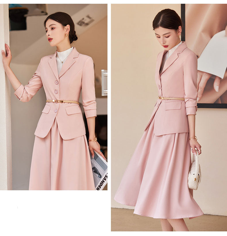 Women's Suit Jacket + Pleated Skirt Two Pieces Suit Set