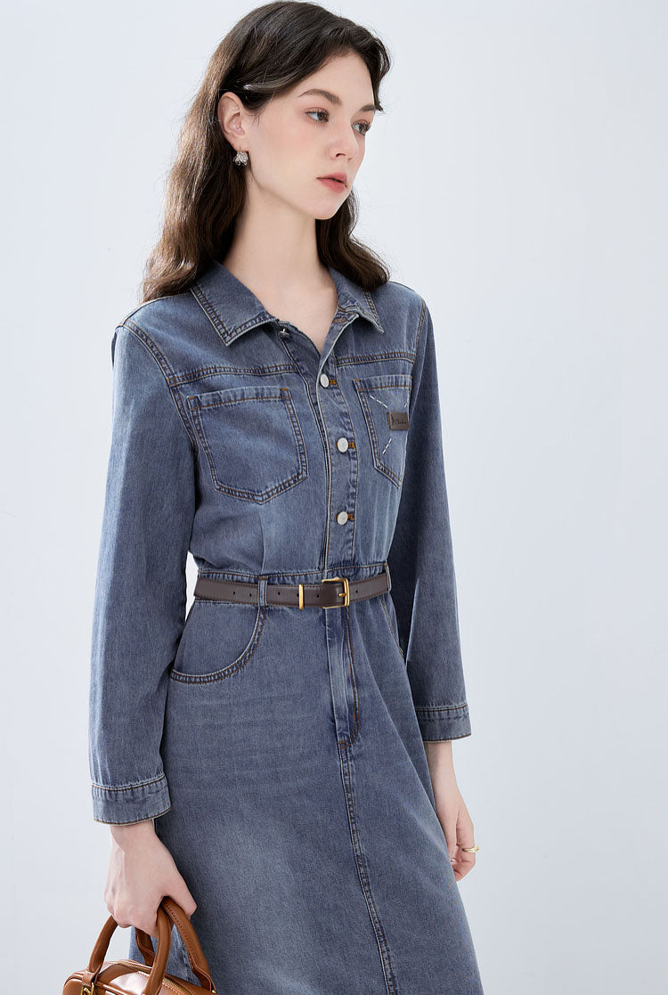 Retro Blue Denim Dress