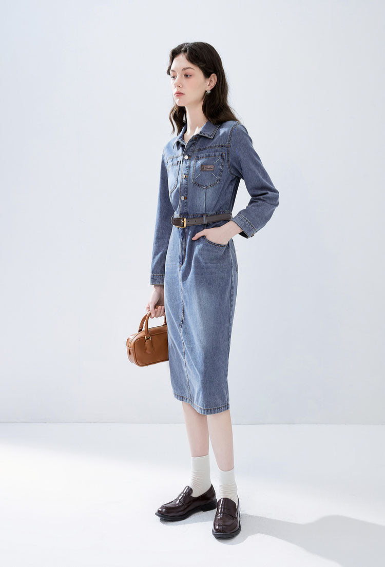 Retro Blue Denim Dress