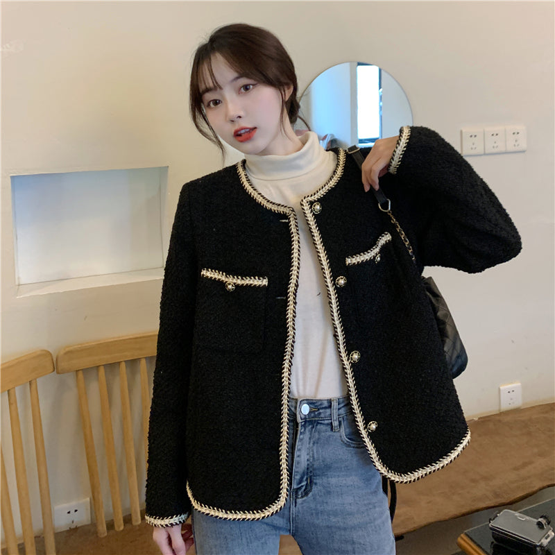 Black Loose Autumn And Winter Jacket