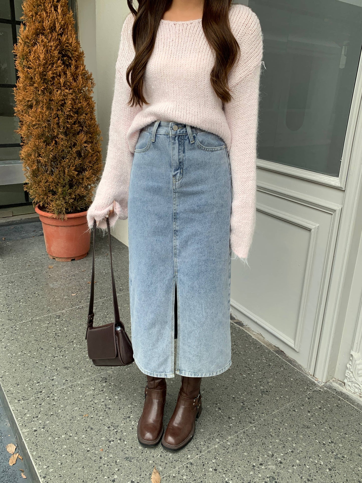 High Waist Denim Skirt