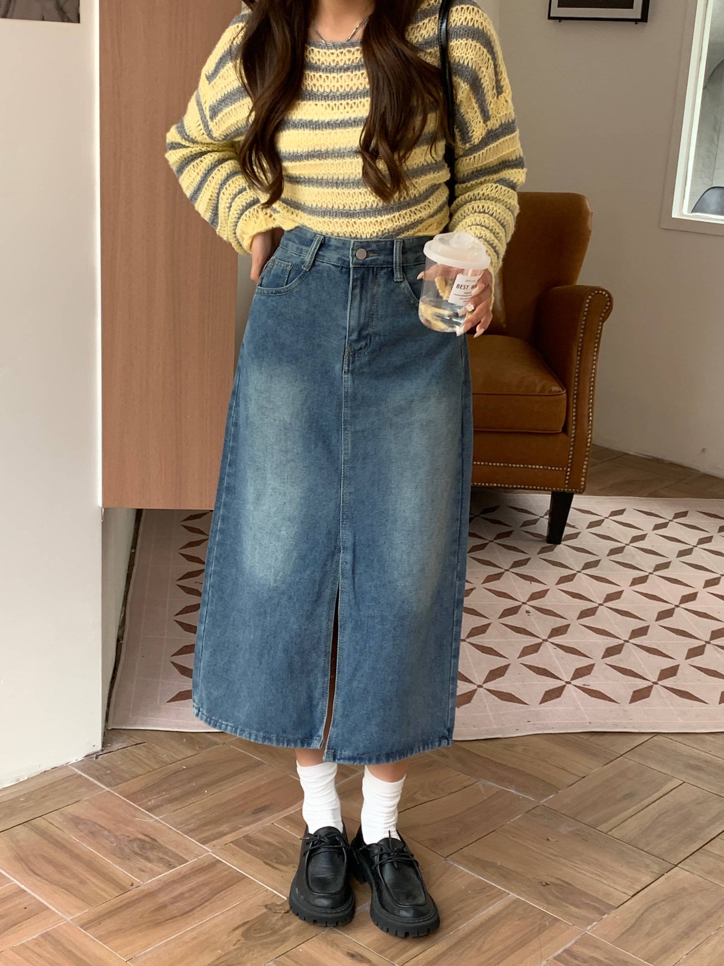 High Waist Denim Skirt