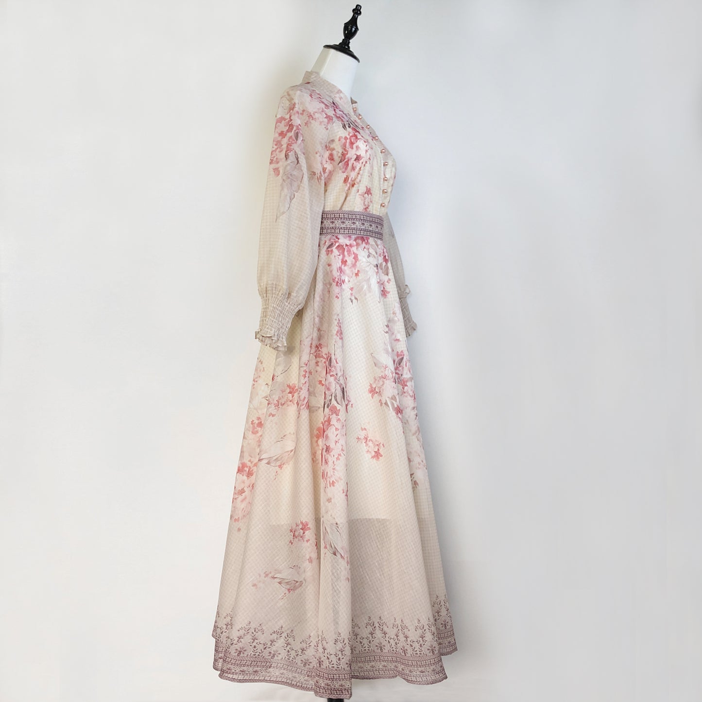 Coral Printed Shirt + High Waist Skirt Two-piece Set