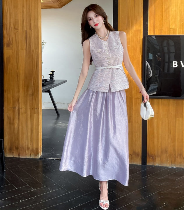 Purple Classic Vest Top & A-Line Skirt Set