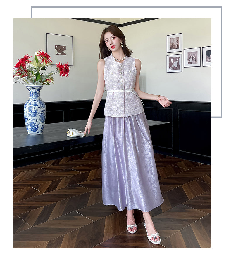 Purple Classic Vest Top & A-Line Skirt Set