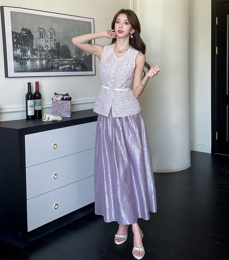 Purple Classic Vest Top & A-Line Skirt Set
