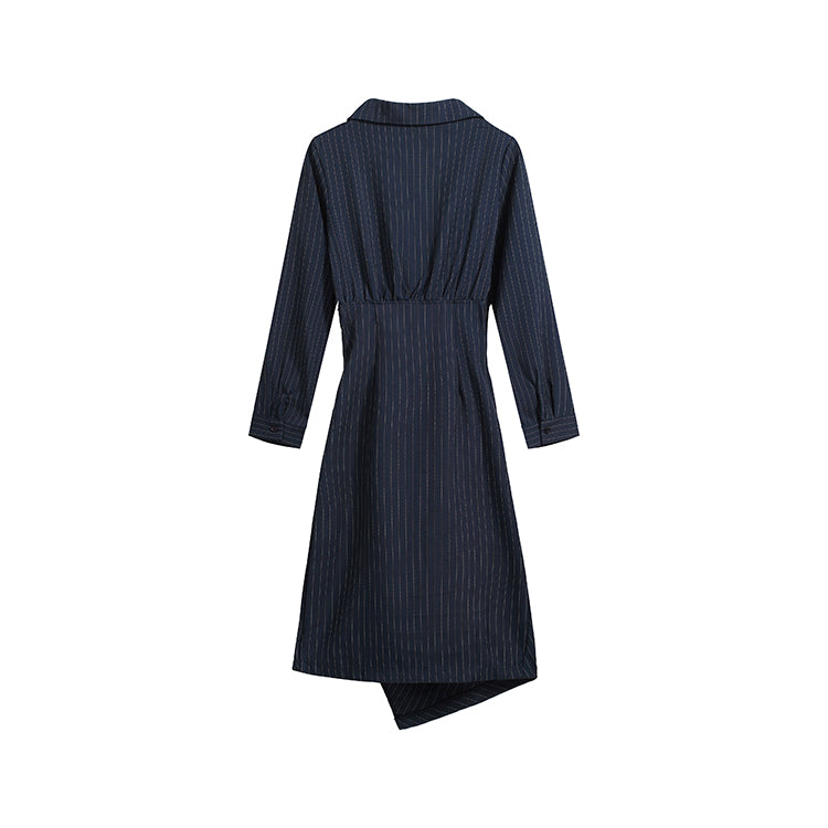 Women's Pinstripe V-Neck Wrap Dress