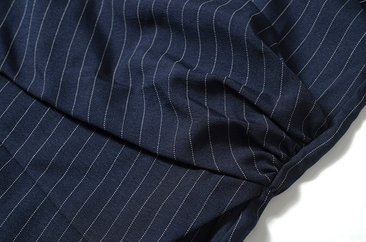 Women's Pinstripe V-Neck Wrap Dress