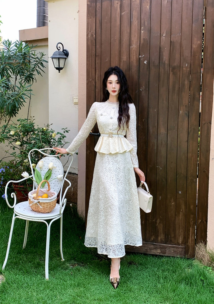 Vintage-Inspired Lace Co-ord Set with Peplum