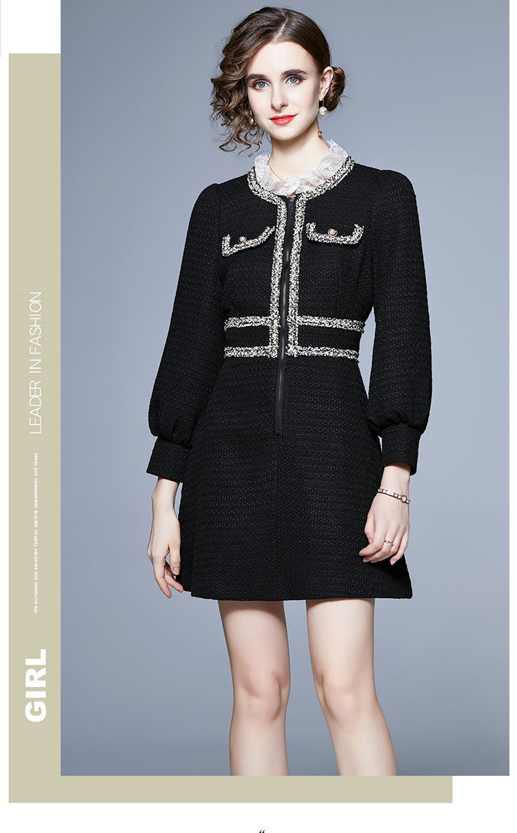 Black Long-sleeve Mini Dress