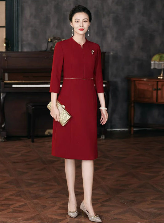Dark Red Elegant Evening Dress