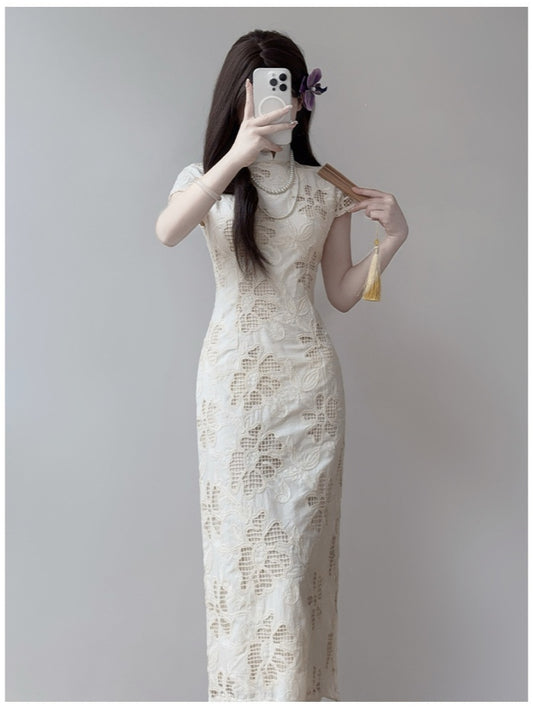 Embroidered Cheongsam Dress