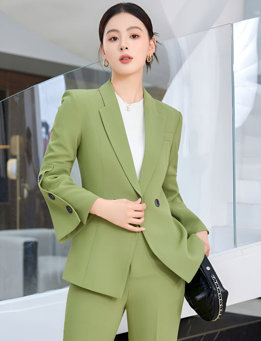 Goddess Style Jacket + Trousers Two Pieces Suit Set
