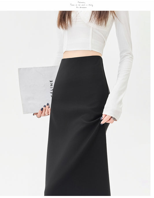 Lace Stitching Black Skirt